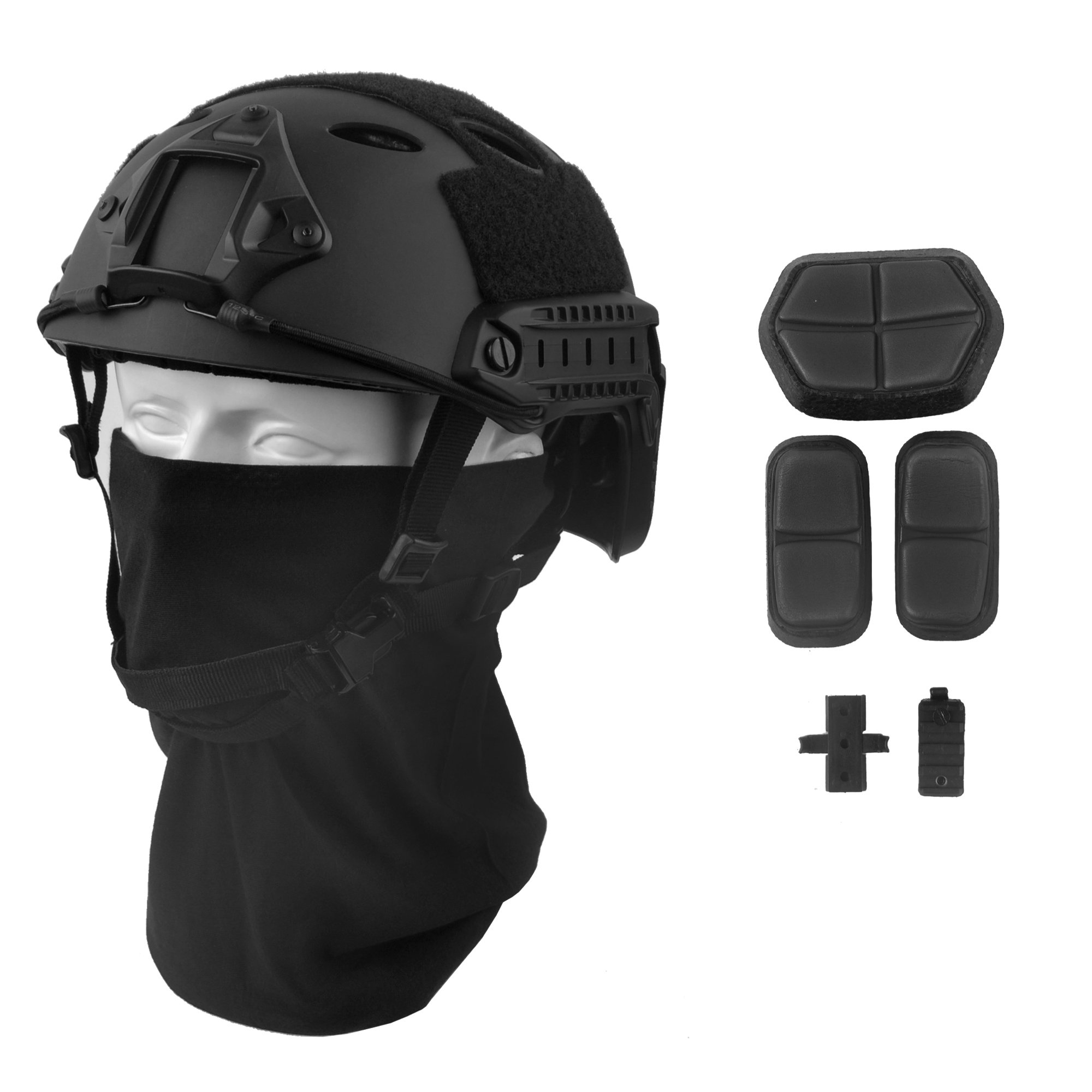 RONHAN Fast BJ Base Jump Tactical Helmet for Airsoft with 12-in-1 Headwear