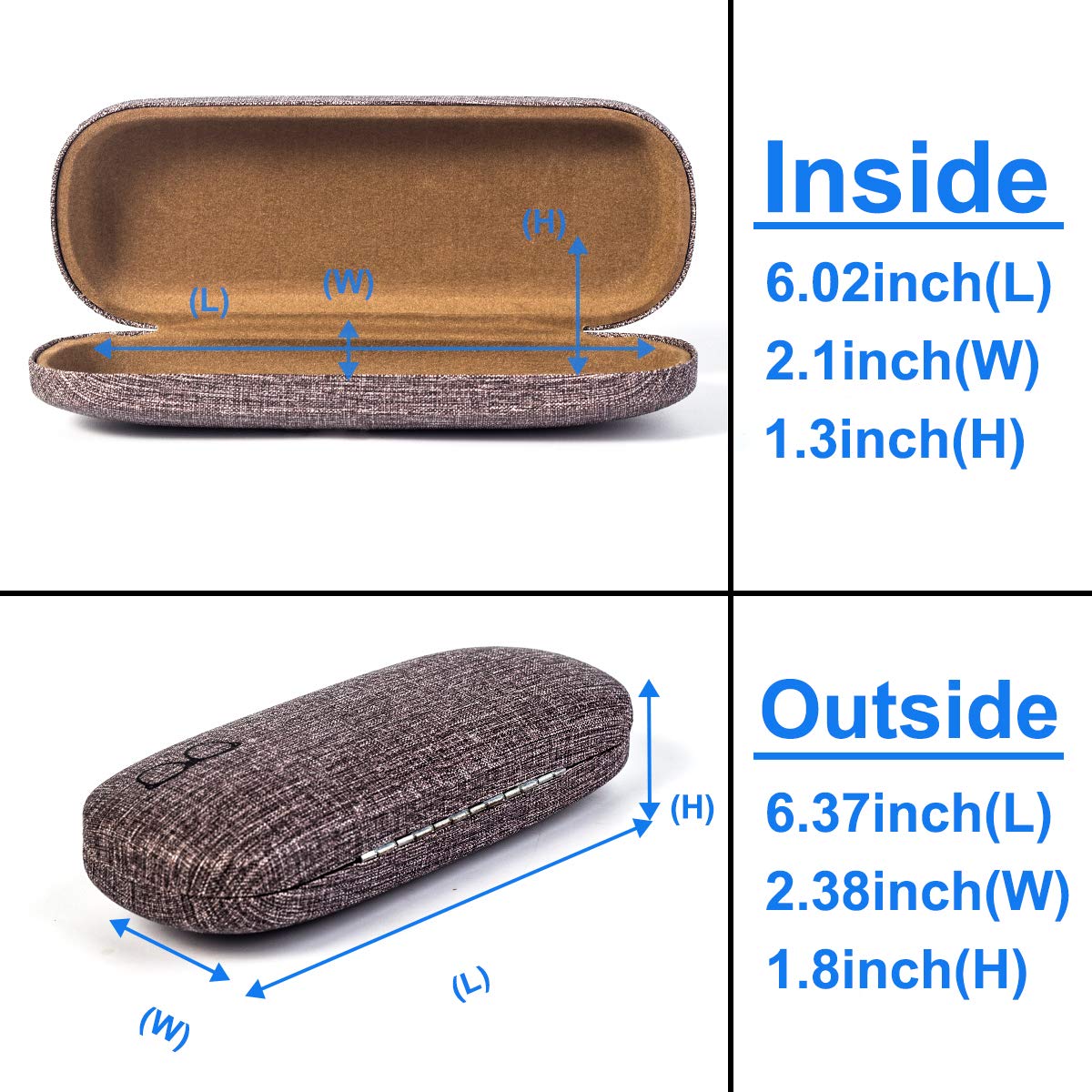 RONHAN Hard Shell Clamshell Eyeglasses Case, 3 Piece Unisex Portable Glasses Protection Case