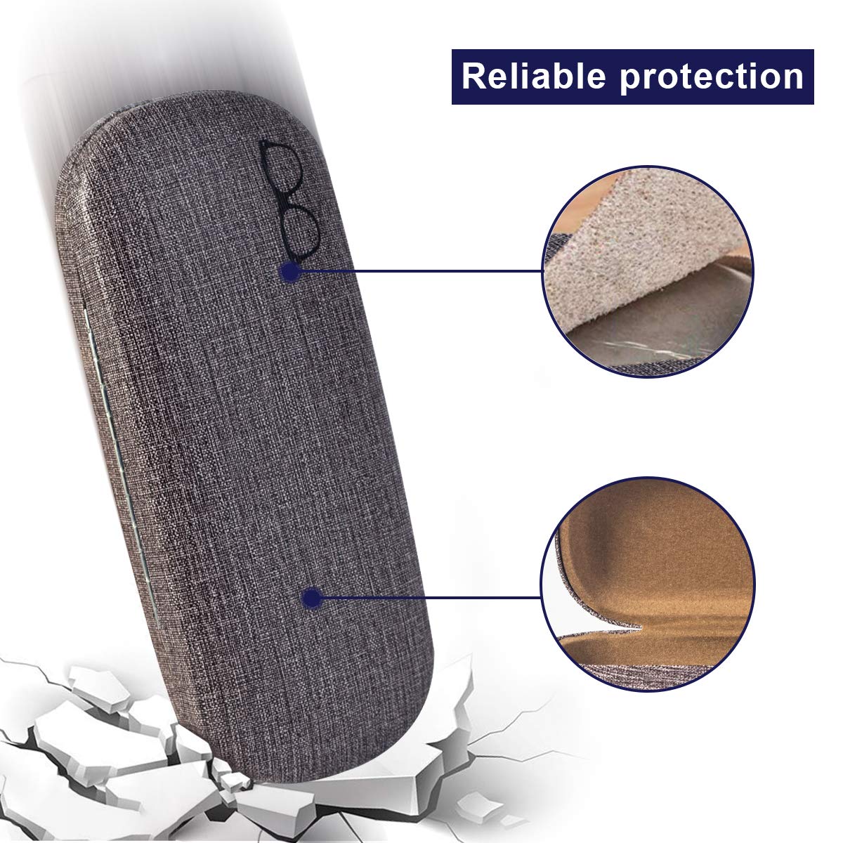 RONHAN Hard Shell Clamshell Eyeglasses Case, 3 Piece Unisex Portable Glasses Protection Case