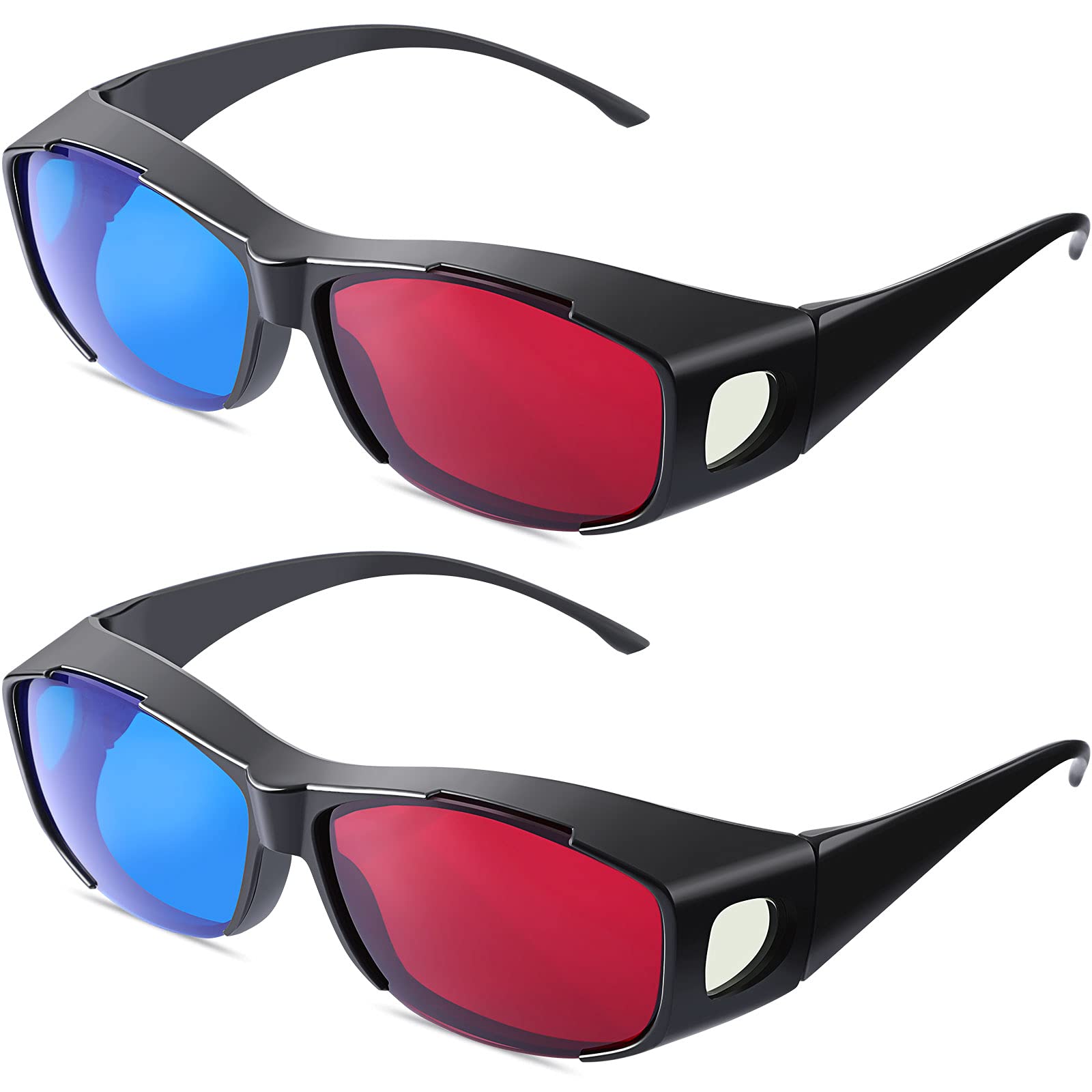 RONHAN 2 Pieces 3D Movie Game Glasses 3D Red Blue Glasses for 3D Movies Games, 3D Viewing Glasses, Light Simple Design(Black)