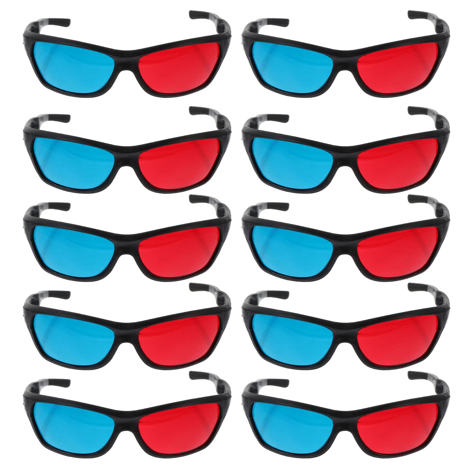 RONHAN 10pcs 3D Glasses for TV Movie Cyan Red Blue 3 Dimensional Glasses for Anaglyph Stereoscopic Movie Comic Book Photo Projector Computer Screen Game