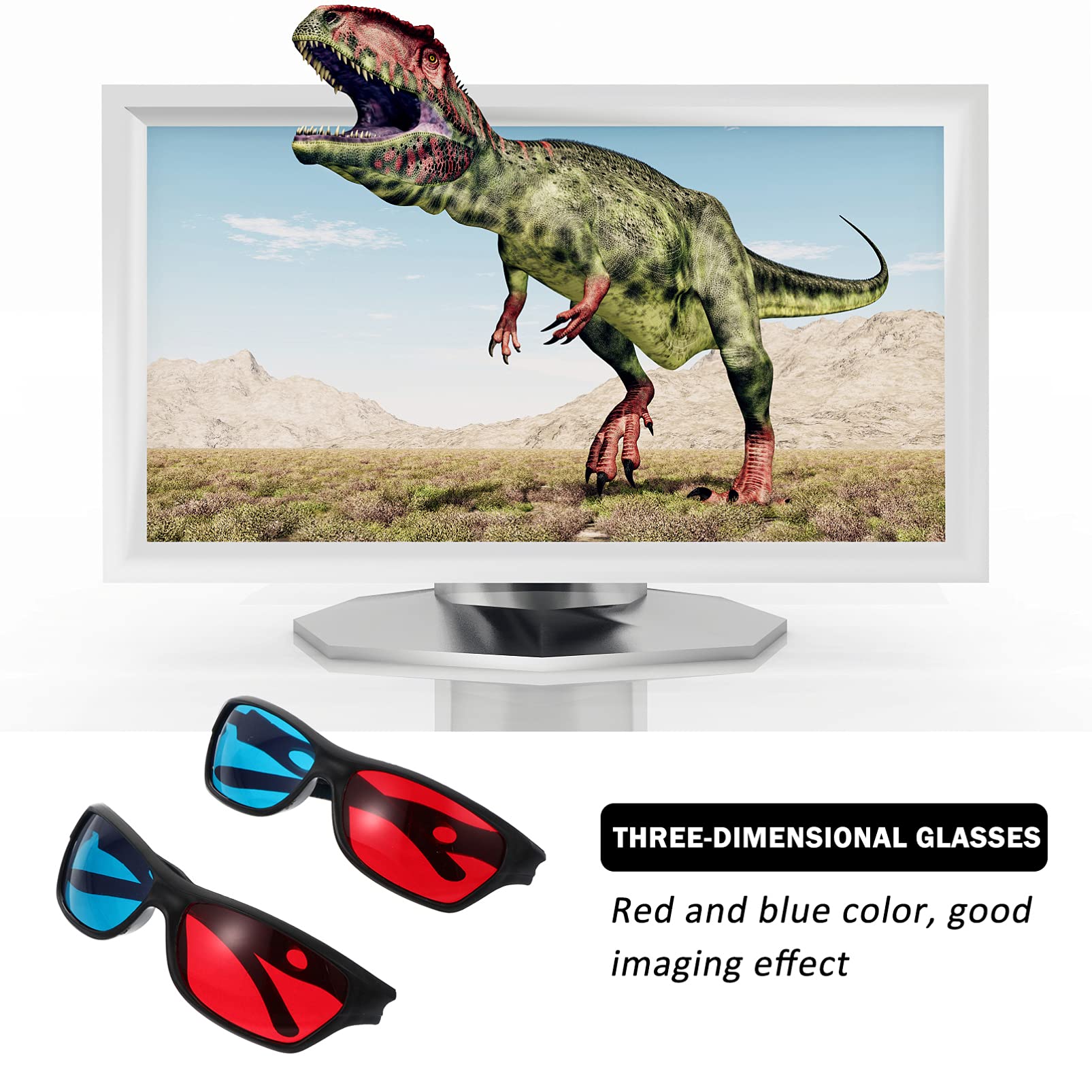 RONHAN 10pcs 3D Glasses for TV Movie Cyan Red Blue 3 Dimensional Glasses for Anaglyph Stereoscopic Movie Comic Book Photo Projector Computer Screen Game