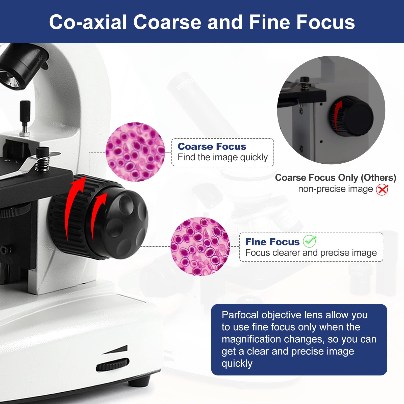 RONHAN Microscope for Adults Kids Students, 100X-2000X Microscopes, Metal-Body Dual LED Illumination, Biological Compound Monocular Microscope Kit for School Lab, Homeschool w/Phone Adapter