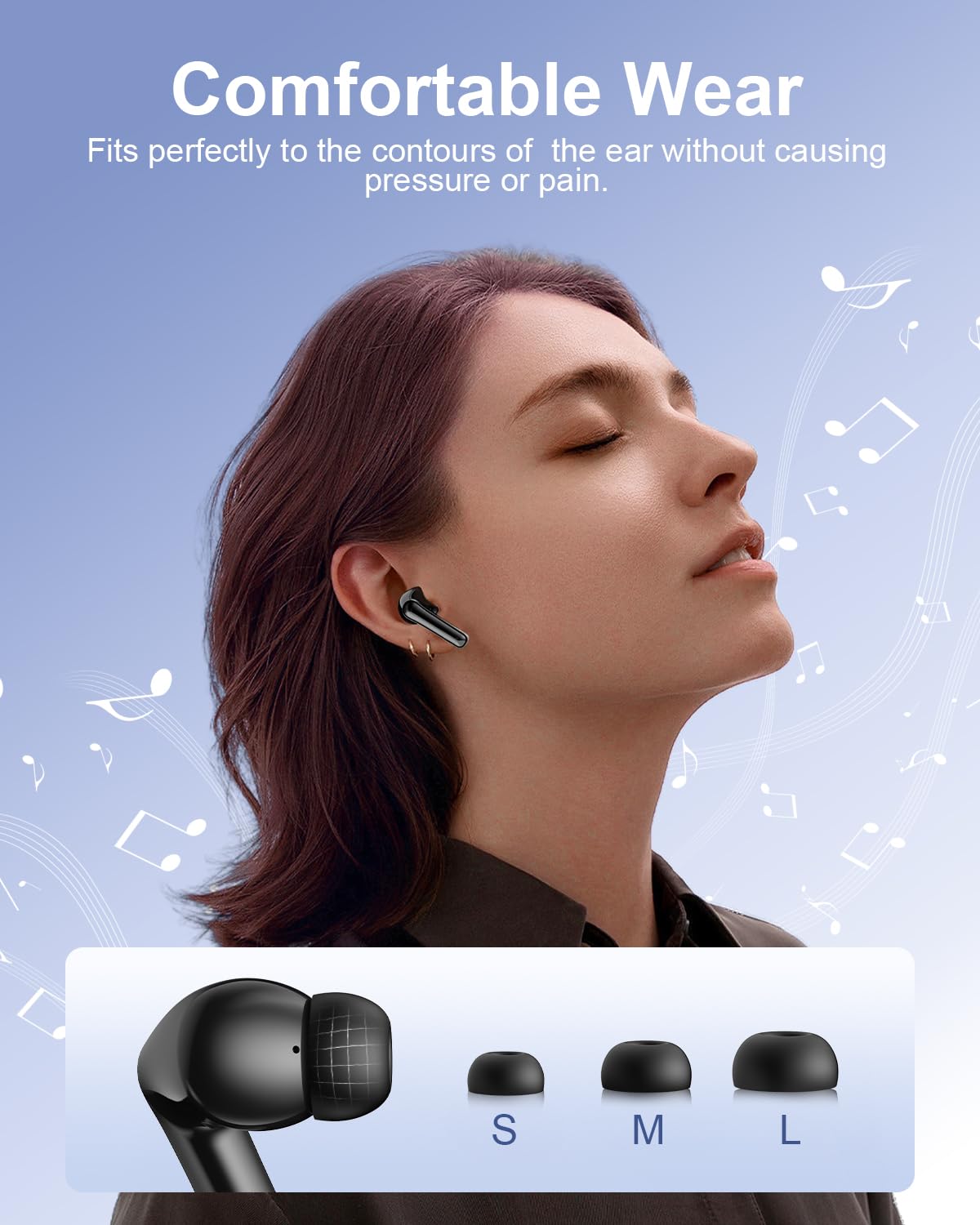 RONHAN Wireless Earbuds Bluetooth Headphones, 40H Playtime Stereo IPX5 Waterproof Ear Buds, LED Power Display Cordless in-Ear Earphones with Microphone for iOS Andriod Cell Phone Sports